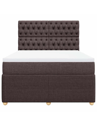Giroletto a Molle con Materasso Marrone Scuro 160x200cm Tessuto