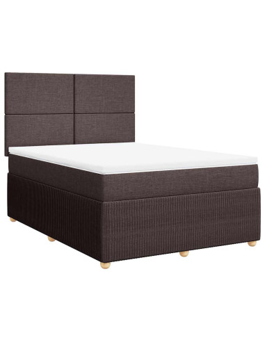 Giroletto a Molle con Materasso Marrone Scuro 160x200cm Tessuto