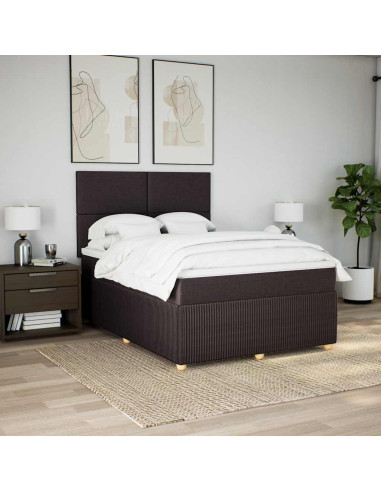 Giroletto a Molle con Materasso Marrone Scuro 160x200cm Tessuto