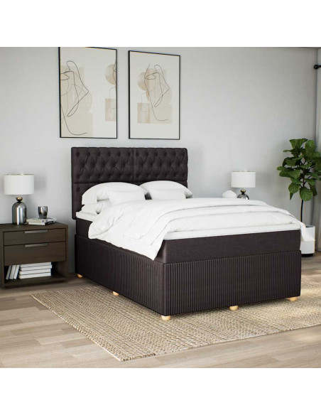 Giroletto a Molle con Materasso Marrone Scuro 160x200cm Tessuto