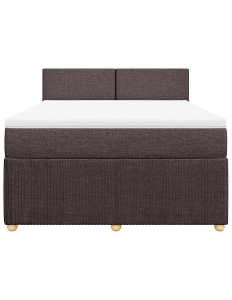 Giroletto a Molle con Materasso Marrone Scuro 160x200cm Tessuto