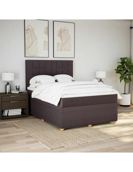 Giroletto a Molle con Materasso Marrone Scuro 160x200cm Tessuto