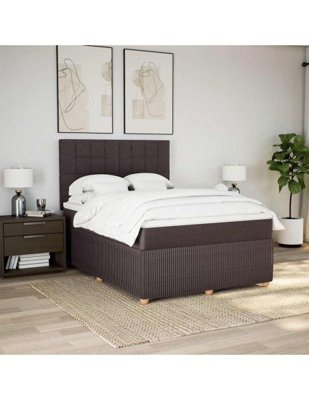 Giroletto a Molle con Materasso Marrone Scuro 160x200cm Tessuto