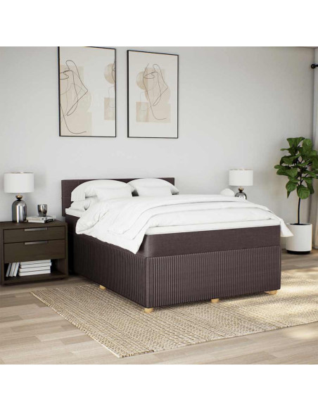 Giroletto a Molle con Materasso Marrone Scuro 160x200cm Tessuto