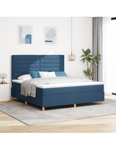 Letto a Sorgente LED con materasso Blu 180 x 200 cm Tessuto