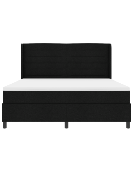 Letto a Sorgente LED con materasso Nero 180 x 200 cm Tessuto