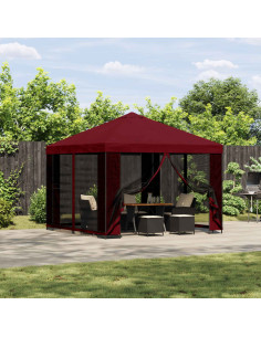 Gazebo da giardino con pareti laterali 3 x 3 m Borgogna