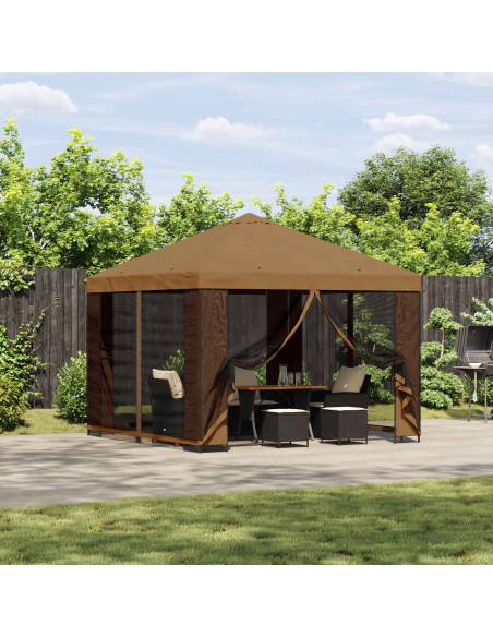 Gazebo da giardino con pareti laterali 3 x 3 m Beige