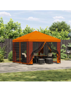 Gazebo da giardino con pareti laterali 3 x 3 m Arancione