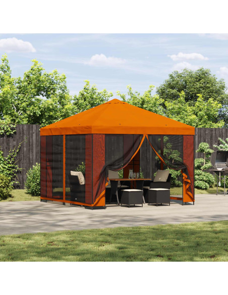 Gazebo da giardino con pareti laterali 3 x 3 m Arancione