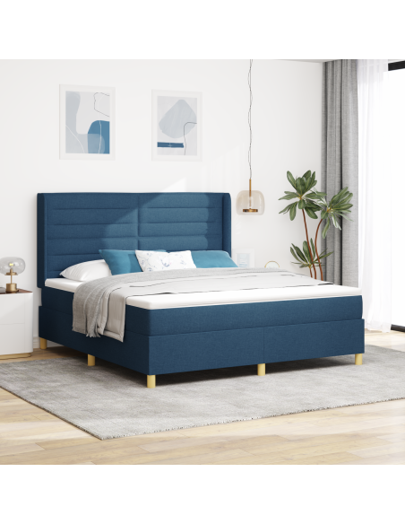 Letto a molle con materasso Blu 140 x 200 cm Tessuto