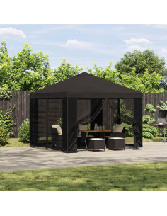 Gazebo da giardino con pareti laterali 3 x 3 m Antracite