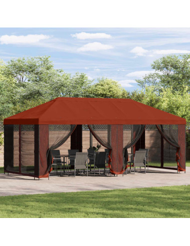Gazebo da giardino 6 x 3 m Terracotta Poliestere e Acciaio 190