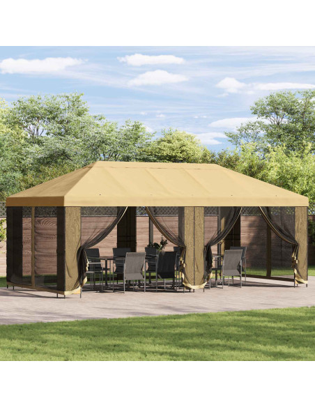 Gazebo da giardino 6 x 3 m Crema Poliestere e Acciaio 190