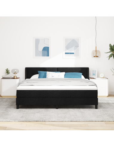Letto a molle con materasso Nero 200 x 180 cm Poliestere
