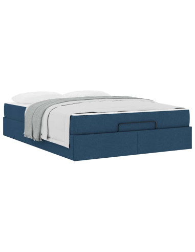 Struttura letto con materasso con materasso 2 pcs Blu Tessuto