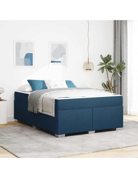 Struttura del letto con materasso Blu 160 x 200 cm Tessuto