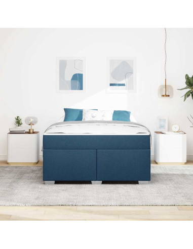 Struttura del letto con materasso Blu 160 x 200 cm Tessuto