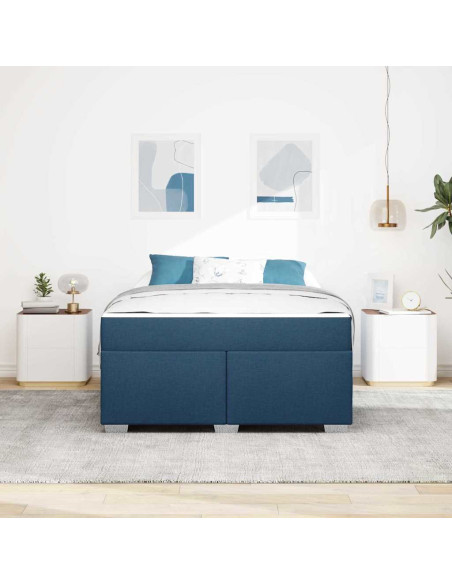 Struttura del letto con materasso Blu 160 x 200 cm Tessuto
