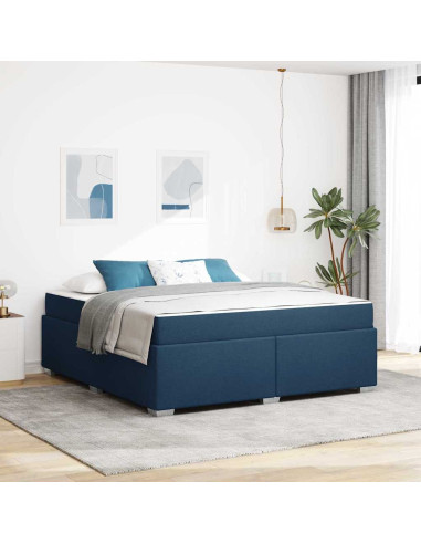 Struttura del letto con materasso Blu 180 x 200 cm Tessuto