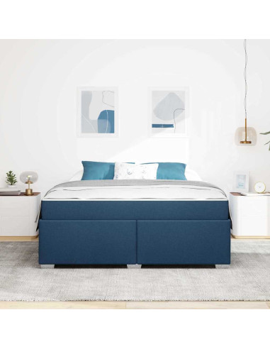 Struttura del letto con materasso Blu 180 x 200 cm Tessuto