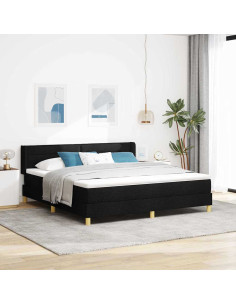 Letto a molle con materasso Nero 200 x 180 cm Poliestere 2