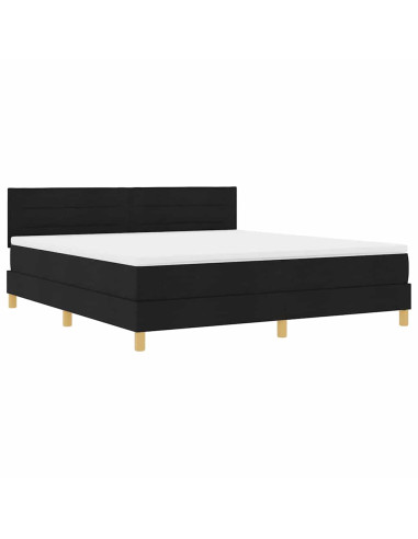 Letto a Sorgente LED con materasso Nero 180 x 200 cm Tessuto