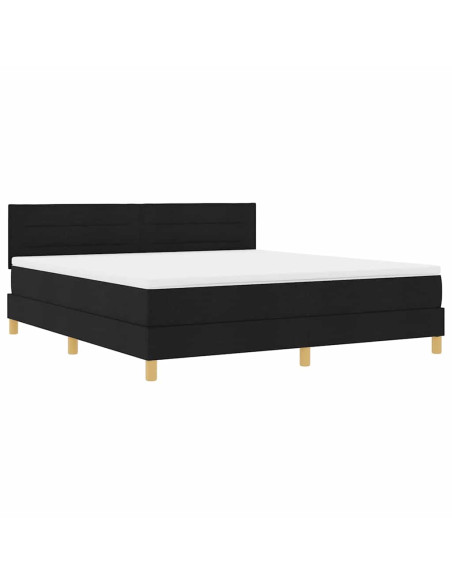 Letto a Sorgente LED con materasso Nero 180 x 200 cm Tessuto
