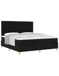 Letto a molle con materasso Nero 180 x 200 cm Tessuto 2