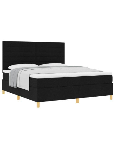 Letto a molle con materasso Nero 180 x 200 cm Tessuto