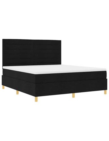Letto a molle con materasso Nero 180 x 200 cm Tessuto