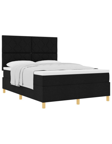 Letto a molle con testiera Nero 160 x 200 cm Tessuto
