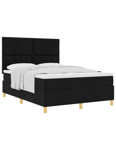 Letto a molle con testiera Nero 160 x 200 cm Tessuto