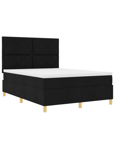 Letto a molle con testiera Nero 160 x 200 cm Tessuto