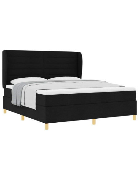 Letto con molle e materasso Grigio Scuro 90x190 cm Tessuto Nero