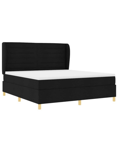 Letto con molle e materasso Grigio Scuro 90x190 cm Tessuto Nero