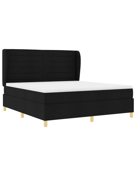 Letto con molle e materasso Grigio Scuro 90x190 cm Tessuto Nero