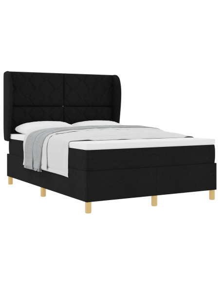 Letto a molle con testiera Nero 200 x 160 cm Tessuto