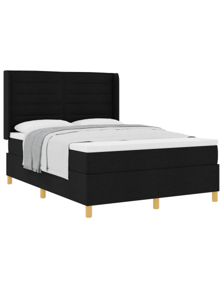 Letto a molle con materasso Nero 160 x 200 cm Tessuto
