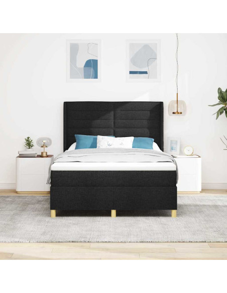 Letto a molle con materasso Nero 160 x 200 cm Tessuto