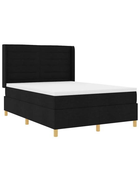 Letto a molle con materasso Nero 160 x 200 cm Tessuto