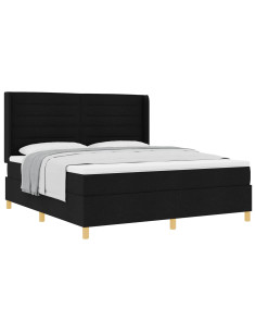 Letto a molle con materasso Nero 180 x 200 cm Tessuto 2