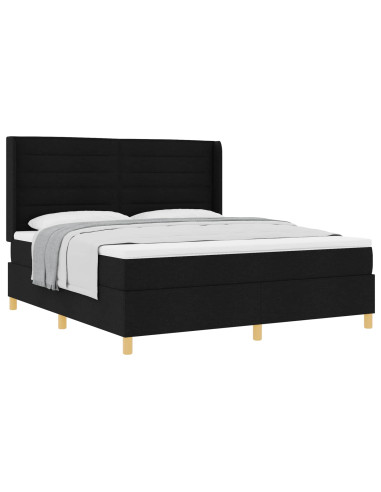 Letto a molle con materasso Nero 180 x 200 cm Tessuto