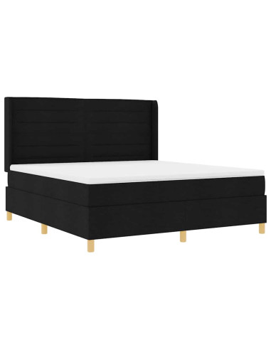 Letto a molle con materasso Nero 180 x 200 cm Tessuto