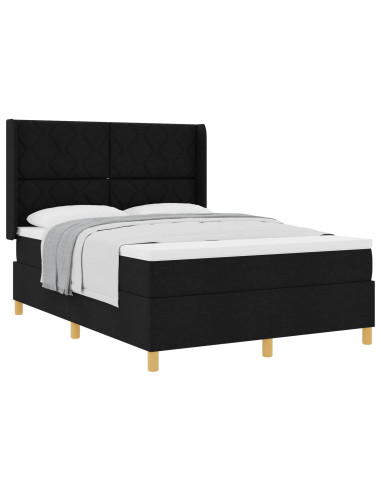 Letto a molle con testiera Nero 160 x 200 cm Tessuto
