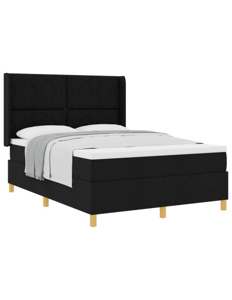 Letto a molle con testiera Nero 160 x 200 cm Tessuto