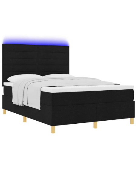 Letto a Sorgente LED con materasso Nero 160 x 200 cm Tessuto