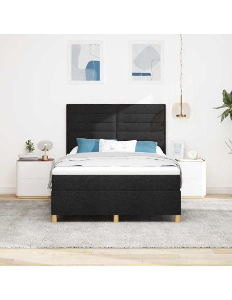 Letto a Sorgente LED con materasso Nero 160 x 200 cm Tessuto
