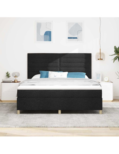 Letto a Sorgente LED con materasso Nero 180 x 200 cm Tessuto