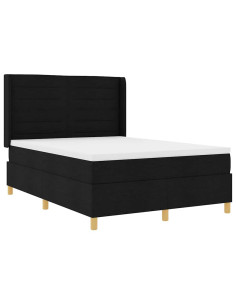 Letto a molle con materasso Nero 140 x 200 cm Tessuto 2